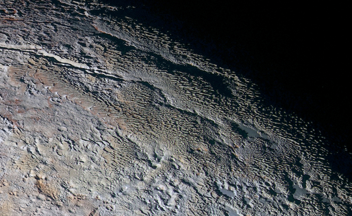 Figure 11: Bladed terrain in Tartarus Dorsa. Credit: NASA/JHUAPL/SwRI